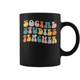 Social Studies Teacher Groovy Retro Vintage Funny Teacher Gifts For Teacher Funny Gifts Coffee Mug | Mazezy