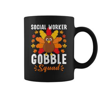 Social Worker Gobble Squad Turkey Thanksgiving Coffee Mug | Mazezy