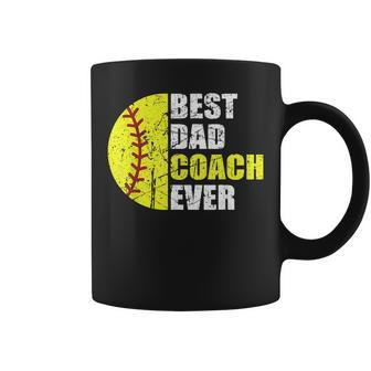 Softball Best Dad Coach Ever Retro Father Softball Coach Dad Coffee Mug | Mazezy
