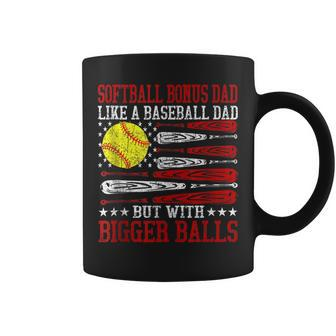 Softball Bonus Dad Like A Baseball Dad Us Flag Fathers Day Coffee Mug | Mazezy