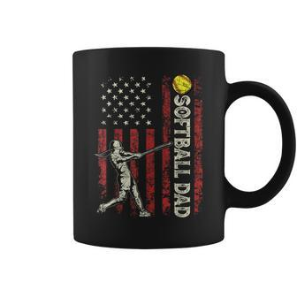 Softball Dad Us Flag Gifts For Dad Men Patriotic Fathers Day Gift For Mens Coffee Mug | Mazezy