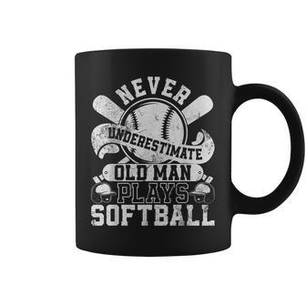 Softball Never Underestimate Old Man Plays Softball Player Coffee Mug - Seseable