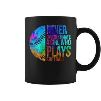 Softball Women Never Underestimate A Softball Girl Sport Softball Funny Gifts Coffee Mug | Mazezy