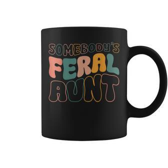 Somebodys Feral Aunt Retro Funny Auntie Groovy Coffee Mug | Mazezy