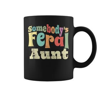 Somebodys Feral Aunt Wild Auntie Retro Groovy Wild Family Coffee Mug | Mazezy