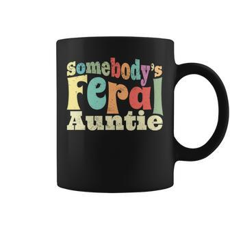 Somebodys Feral Auntie Wild Aunt Retro Groovy Wild Family Coffee Mug | Mazezy