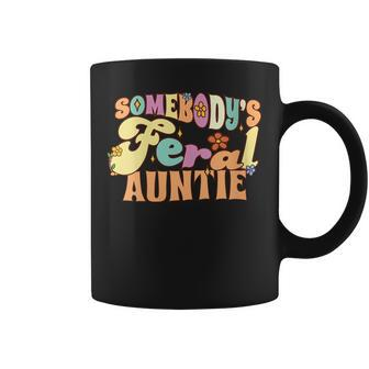 Somebodys Feral Auntie Wild Family Groovy Floral Funny Coffee Mug | Mazezy
