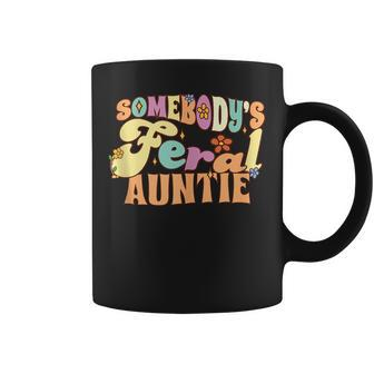 Somebodys Feral Auntie Wild Family Groovy Floral Funny Coffee Mug | Mazezy