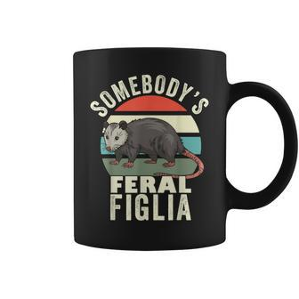 Somebodys Feral Figlia Italian Daughter Retro Feral Cat Coffee Mug | Mazezy