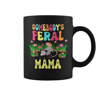 Somebodys Feral Mama Cute Opossum Bow Tie Flowers Animal Gifts For Mama Funny Gifts Coffee Mug | Mazezy