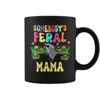 Somebodys Feral Mama Cute Raccoon Bow Tie Flowers Animal Gifts For Mama Funny Gifts Coffee Mug | Mazezy