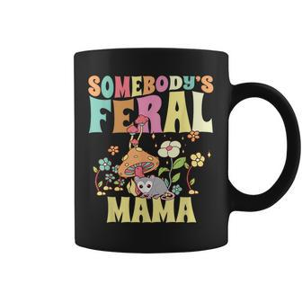 Somebodys Feral Mama Wild Mom Opossum Groovy Mushroom Gifts For Mom Funny Gifts Coffee Mug | Mazezy