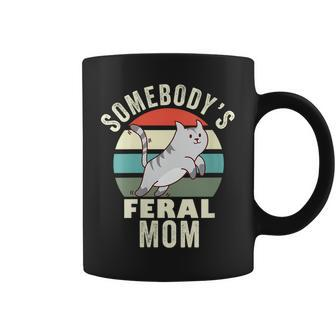 Somebodys Feral Mom Wild Mama Mothers Day Family Retro Cat Gifts For Mom Funny Gifts Coffee Mug | Mazezy