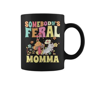 Somebodys Feral Momma Wild Family Cat Mom Floral Mushroom Gifts For Mom Funny Gifts Coffee Mug | Mazezy