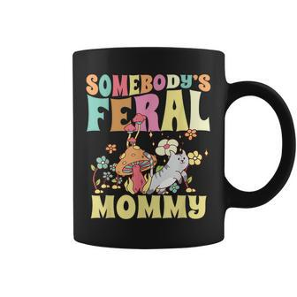 Somebodys Feral Mommy Wild Family Cat Mom Floral Mushroom Gifts For Mom Funny Gifts Coffee Mug | Mazezy