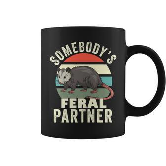 Somebodys Feral Partner Husband Wife Retro Feral Cat Funny Gifts For Husband Coffee Mug | Mazezy