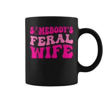 Somebodys Feral Wife Retro Groovy Wife Life Funny Quote Funny Gifts For Wife Coffee Mug | Mazezy