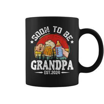 Soon To Be Grandpa 2024 Retro Pregnancy Announcement Dad Coffee Mug - Seseable