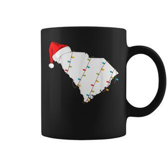 South Carolina Map Christmas With Santa Hat Coffee Mug | Mazezy