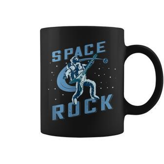 Space Rock Blue Retro Astronaut Playing Guitar Coffee Mug | Mazezy