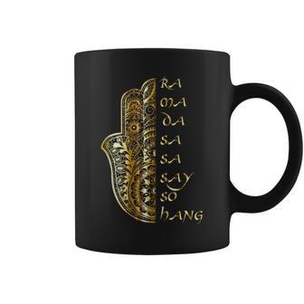 Spiritual Fatima Hamsa Hand Mantra Gold Coffee Mug - Seseable
