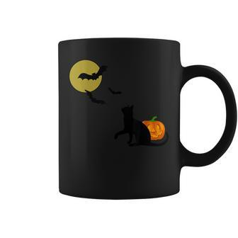Spooky Bats And Cats Fall Halloween Halloween Coffee Mug | Mazezy