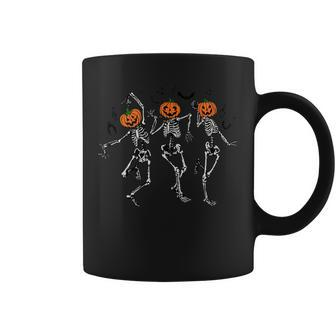 Spooky Dancing Pumpkin Head Skeletons Coffee Mug | Mazezy