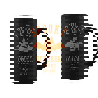 Spooky Fall Vibes Distressed Halloween Vibes Black Bat Halloween Coffee Mug | Mazezy