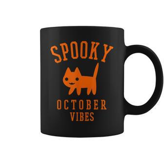 Spooky Fall Vibes Halloween Fall Vibes Cat Graphic Halloween Coffee Mug | Mazezy