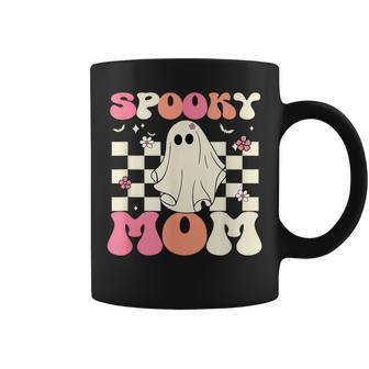Spooky Mom Halloween Ghost Costume Retro Groovy Coffee Mug - Monsterry CA