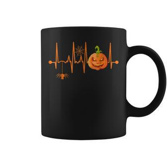Spooky Scary Pumpkin Heartbeat Halloween Fall Halloween Coffee Mug | Mazezy DE