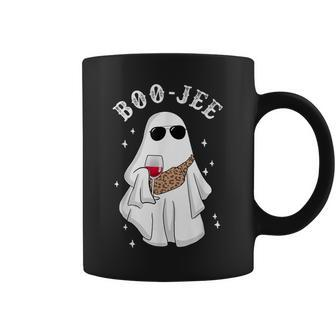 Spooky Season Cute Ghost Halloween Boo Jee Wine Leopard Coffee Mug - Monsterry CA