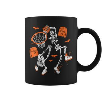 Spooky Skeleton Dunking Basketball Graveyard Halloween Coffee Mug - Monsterry CA