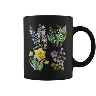 Spring Botanical Flowers Lily Valley Daisy Violet Daffodil Coffee Mug | Mazezy