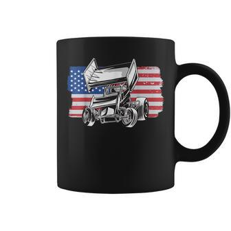Sprint Car Racing Usa Flag Racing Funny Gifts Coffee Mug | Mazezy