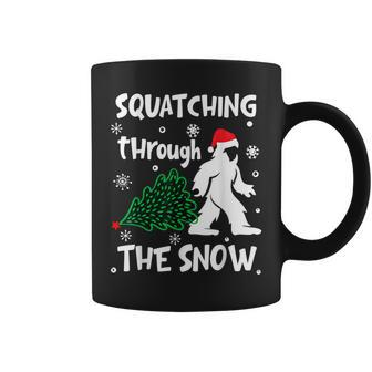 Squatching Through The Snow Christmas Sasquatch Santa Hat Coffee Mug - Thegiftio UK