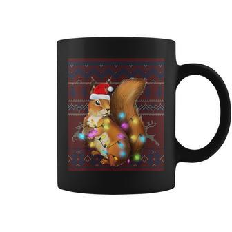 Squirrel Christmas Lights Ugly Sweater Squirrel Lover Coffee Mug - Seseable