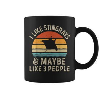 I Like Stingrays And Maybe 3 People Sea Animal Seafood Retro Coffee Mug | Mazezy