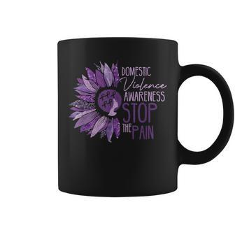 Stop The Pain Domestic Violence Awareness Sunflower Warrior Coffee Mug - Monsterry CA