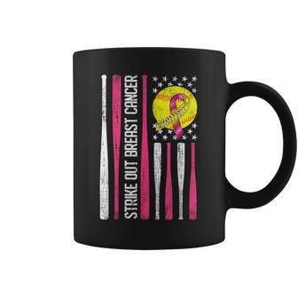 Strike Out Breast Cancer Softball Fight Awareness Coffee Mug - Seseable