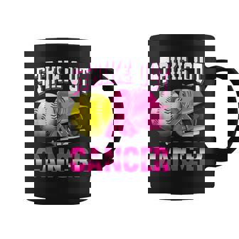 Strike Out Cancer Softball Pink Ribbon Leopard Breast Cancer Coffee Mug | Mazezy