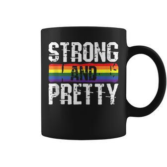 Strong And Pretty Gay Pride Gym Lifting Workout Lgbtq Ally Coffee Mug | Mazezy