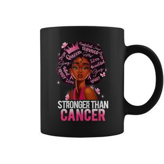 Stronger Than Cancer Black Queen Breast Cancer Pink Ribbon Coffee Mug - Thegiftio UK
