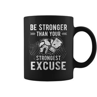 Be Stronger Than Your Strongest Excuse Distressed Boxing Coffee Mug - Thegiftio UK