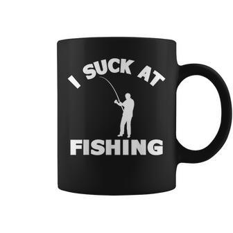 I Suck At Fishing Fishermen Meme Fisher Lover Men Coffee Mug | Mazezy CA