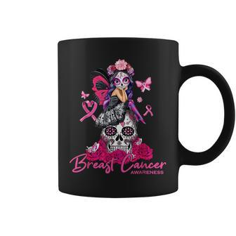Sugar Skull Fight Breast Cancer Awareness Like A Girl Ribbon Coffee Mug - Thegiftio UK