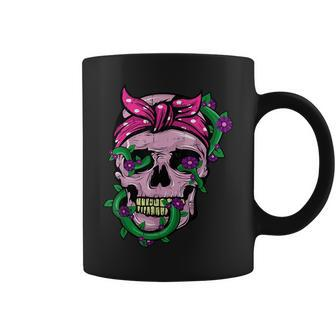 Sugar Skull Floral Vine Funny Calavera Goth Girl Mom Gift Gifts For Mom Funny Gifts Coffee Mug | Mazezy