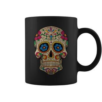 Sugar Skull Vintage Distressed Dia De Muertos Halloween Halloween Funny Gifts Coffee Mug | Mazezy