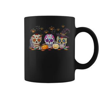 Sugar Skulls Halloween Fall Pumpkin Skull Witch Halloween Coffee Mug | Mazezy
