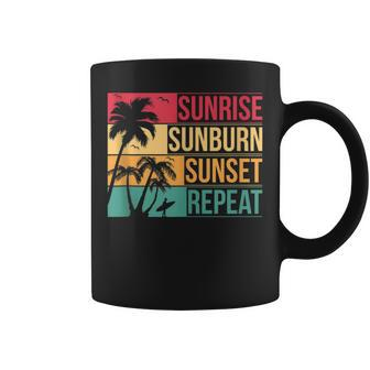 Summer Beach Vacation & Sunrise Sunburn Sunset Repeat Vacation Funny Gifts Coffee Mug | Mazezy